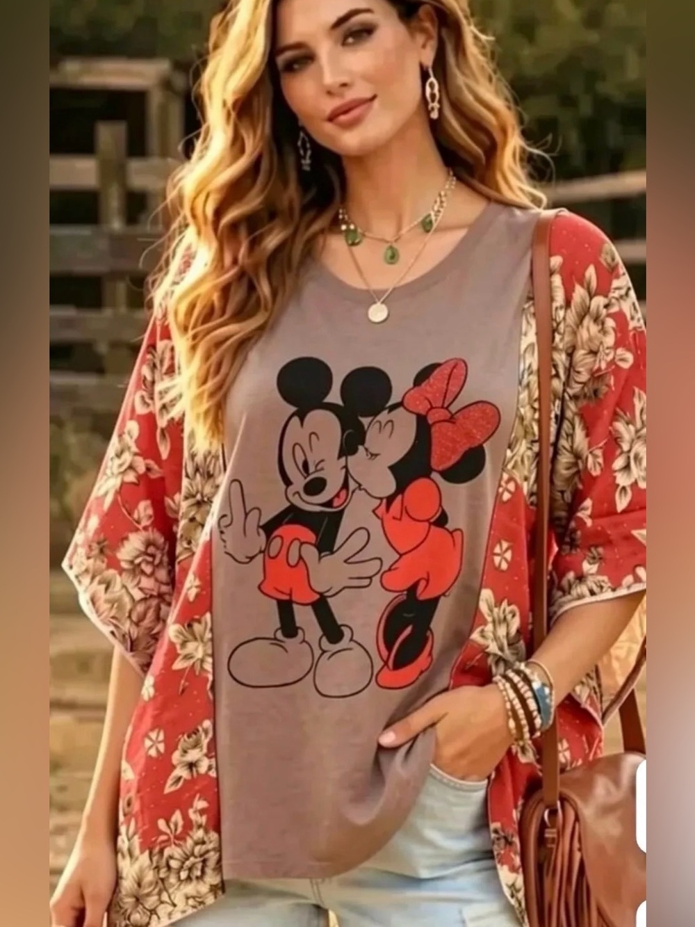 MICKEY N MINNIE MOUSE upcycled kantha tunic top os S M L XL 1z 2x 3x